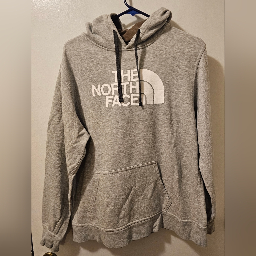 The North Face Hoodie Classic Gray With White Logo Men's Size Large
